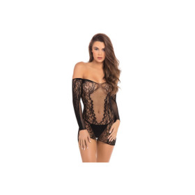 Mini robe en maille noire manches longues 